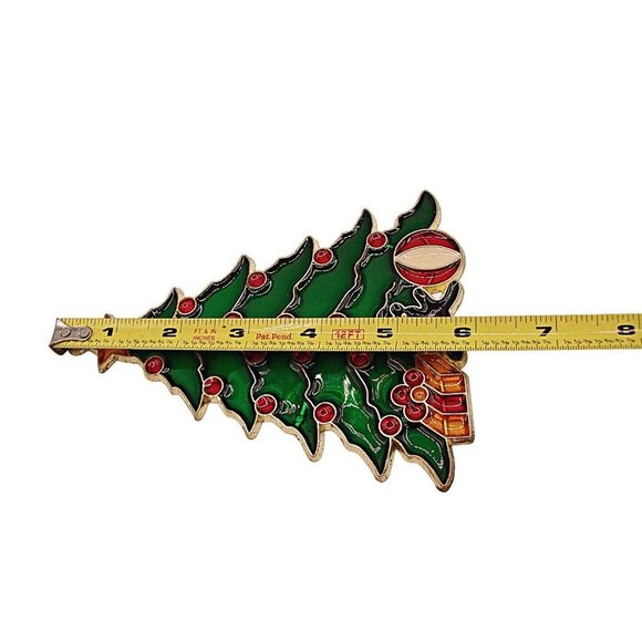 Vintage Acrylic Suncatcher Ornament Christmas Holiday Tree Window Hanging 6x4" - Picture 5 of 7